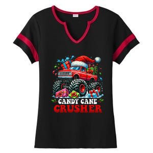 Christmas Candy Cane Crusher Xmas Monster Truckboy Ladies Halftime Notch Neck Tee