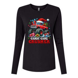 Christmas Candy Cane Crusher Xmas Monster Truckboy Womens Cotton Relaxed Long Sleeve T-Shirt