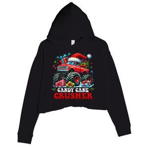 Christmas Candy Cane Crusher Xmas Monster Truckboy Crop Fleece Hoodie