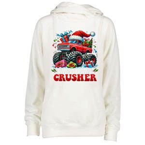 Christmas Candy Cane Crusher Xmas Monster Truckboy Womens Funnel Neck Pullover Hood