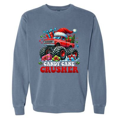 Christmas Candy Cane Crusher Xmas Monster Truckboy Garment-Dyed Sweatshirt