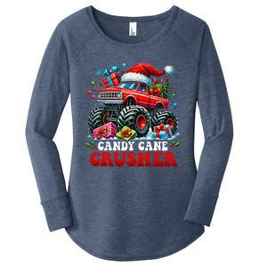 Christmas Candy Cane Crusher Xmas Monster Truckboy Women's Perfect Tri Tunic Long Sleeve Shirt