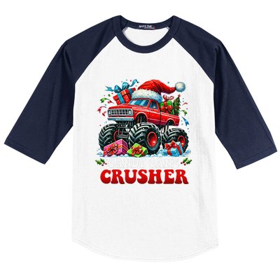 Christmas Candy Cane Crusher Xmas Monster Truckboy Baseball Sleeve Shirt