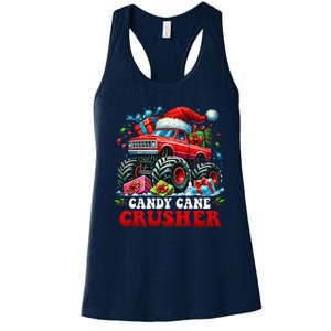 Christmas Candy Cane Crusher Xmas Monster Truckboy Women's Racerback Tank