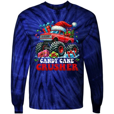 Christmas Candy Cane Crusher Xmas Monster Truckboy Tie-Dye Long Sleeve Shirt