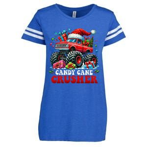 Christmas Candy Cane Crusher Xmas Monster Truckboy Enza Ladies Jersey Football T-Shirt