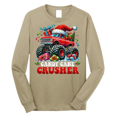 Christmas Candy Cane Crusher Xmas Monster Truckboy Long Sleeve Shirt