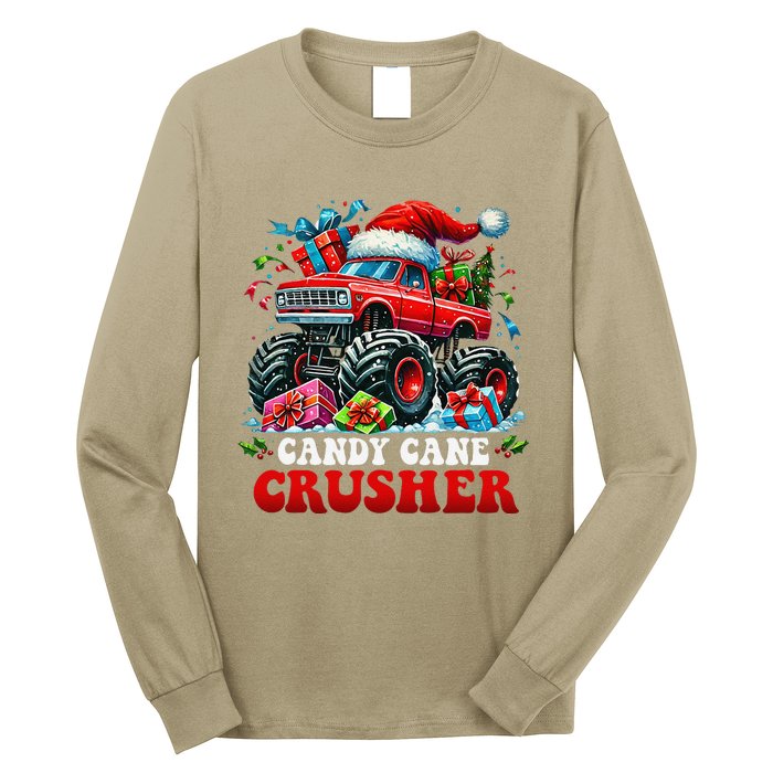 Christmas Candy Cane Crusher Xmas Monster Truckboy Long Sleeve Shirt