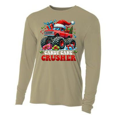 Christmas Candy Cane Crusher Xmas Monster Truckboy Cooling Performance Long Sleeve Crew