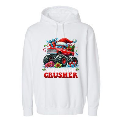 Christmas Candy Cane Crusher Xmas Monster Truckboy Garment-Dyed Fleece Hoodie