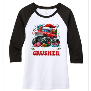 Christmas Candy Cane Crusher Xmas Monster Truckboy Women's Tri-Blend 3/4-Sleeve Raglan Shirt