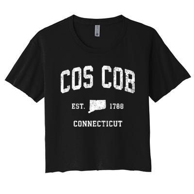 Cos Cob Connecticut Ct Vintage Athletic Sports Women's Crop Top Tee