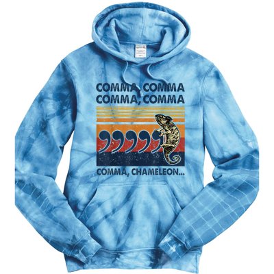 Comma Comma Chameleon Funny Grammar English Teacher Tie Dye Hoodie