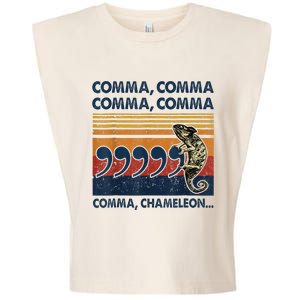 Comma Comma Chameleon Funny Grammar English Teacher Garment-Dyed Women's Muscle Tee