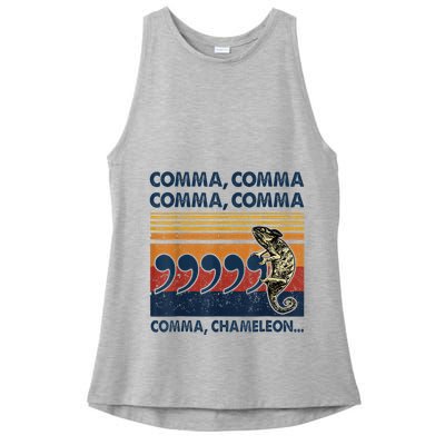 Comma Comma Chameleon Funny Grammar English Teacher Ladies PosiCharge Tri-Blend Wicking Tank