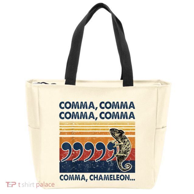 Comma Comma Chameleon Funny Grammar English Teacher Zip Tote Bag