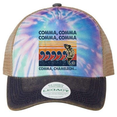 Comma Comma Chameleon Funny Grammar English Teacher Legacy Tie Dye Trucker Hat