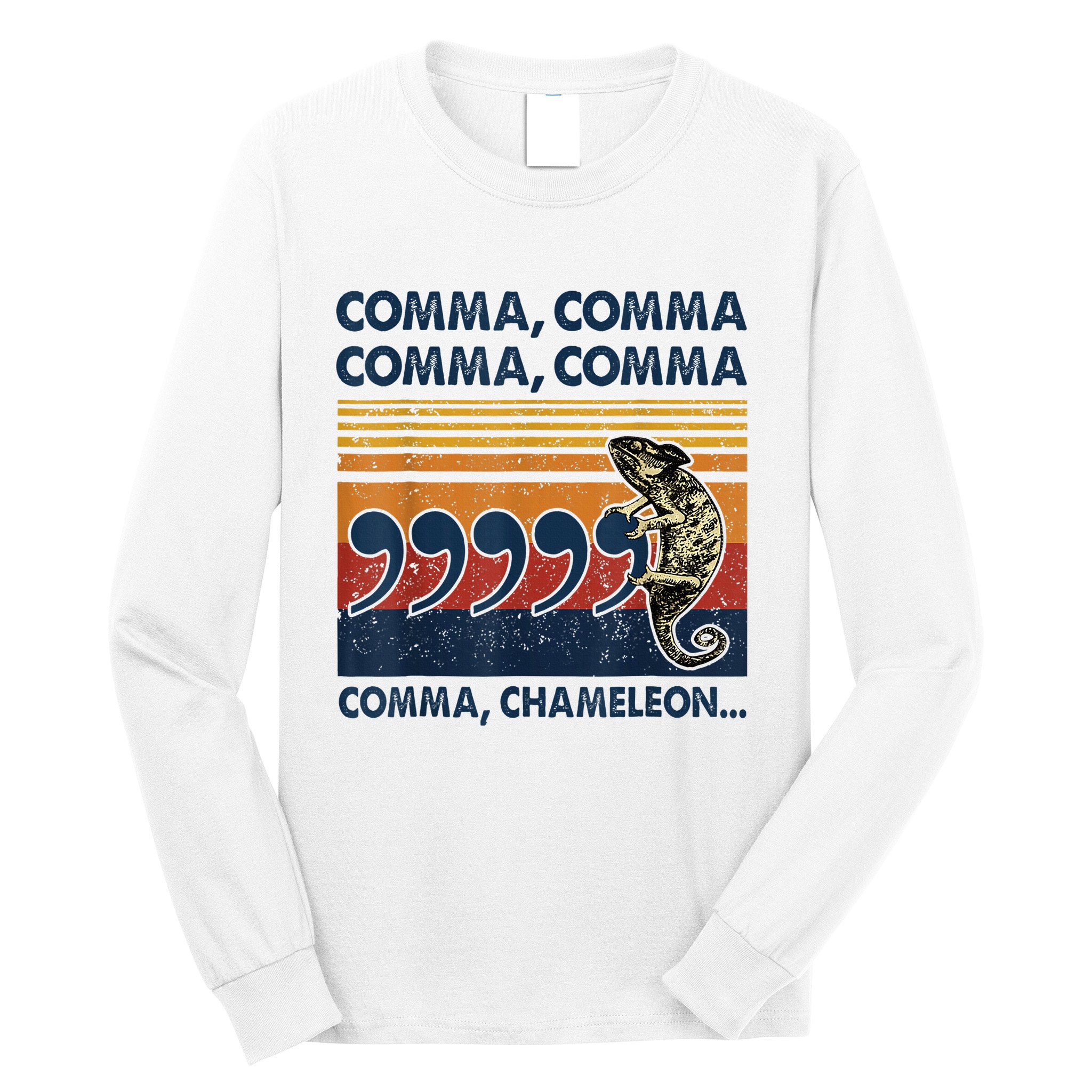 Comma Comma Chameleon Funny Grammar English Teacher Long Sleeve Shirt