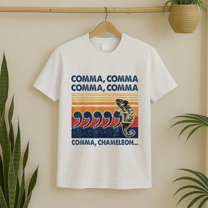 Comma Comma Chameleon Funny Grammar English Teacher T-Shirt