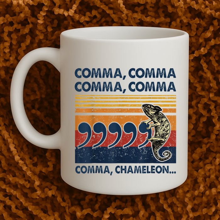 Comma Comma Chameleon Funny Grammar English Teacher Mug