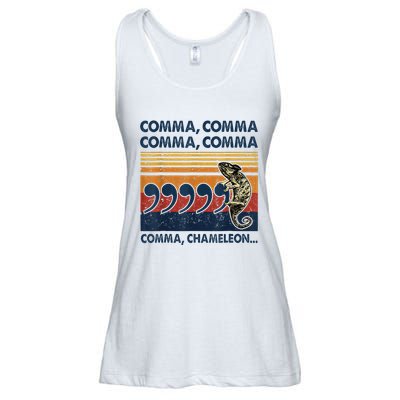Comma Comma Chameleon Funny Grammar English Teacher Ladies Essential Flowy Tank