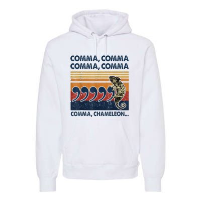 Comma Comma Chameleon Funny Grammar English Teacher Premium Hoodie