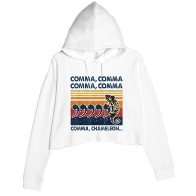 Comma Comma Chameleon Funny Grammar English Teacher Crop Fleece Hoodie