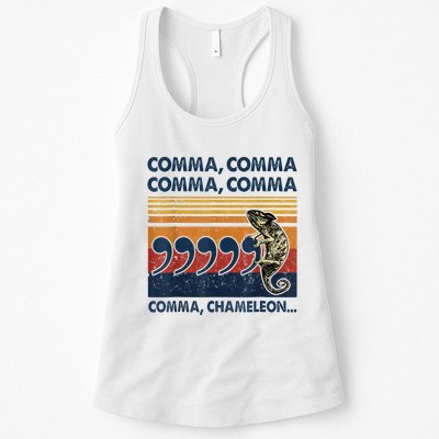 Comma Comma Chameleon Funny Grammar English Teacher Womens Tank Top