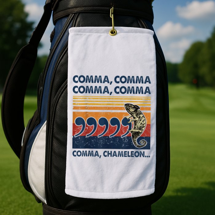 Comma Comma Chameleon Funny Grammar English Teacher Golf Towel