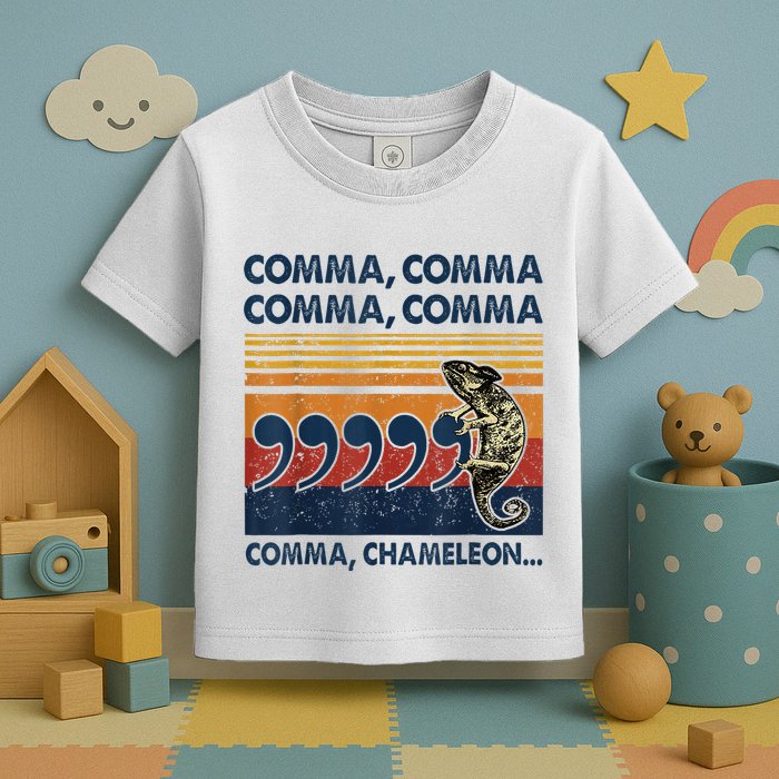 Comma Comma Chameleon Funny Grammar English Teacher Toddler T-Shirt