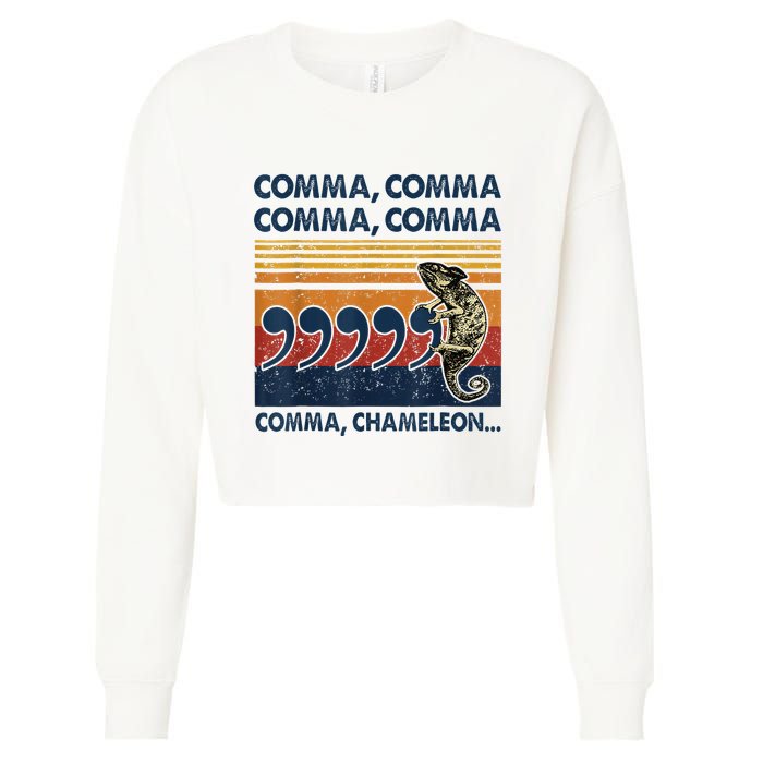 Comma Comma Chameleon Funny Grammar English Teacher Cropped Pullover Crew