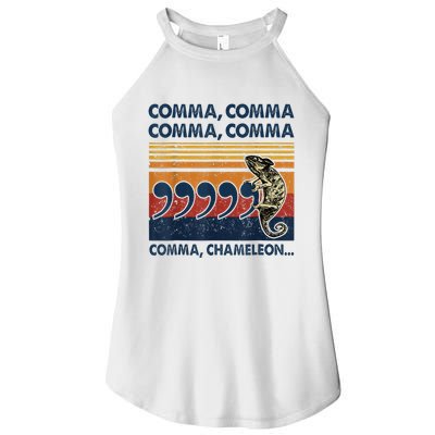 Comma Comma Chameleon Funny Grammar English Teacher Women's Perfect Tri Rocker Tank