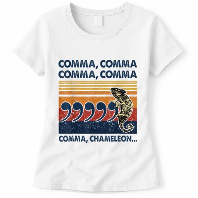 Comma Comma Chameleon Funny Grammar English Teacher Womens T-Shirt