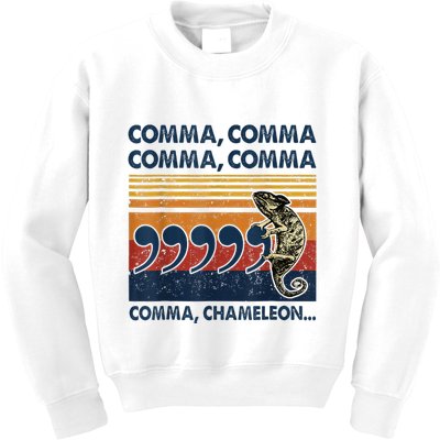 Comma Comma Chameleon Funny Grammar English Teacher Kids Sweatshirt