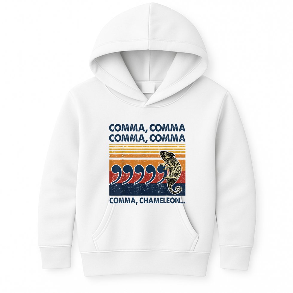 Comma Comma Chameleon Funny Grammar English Teacher Kids Hoodie