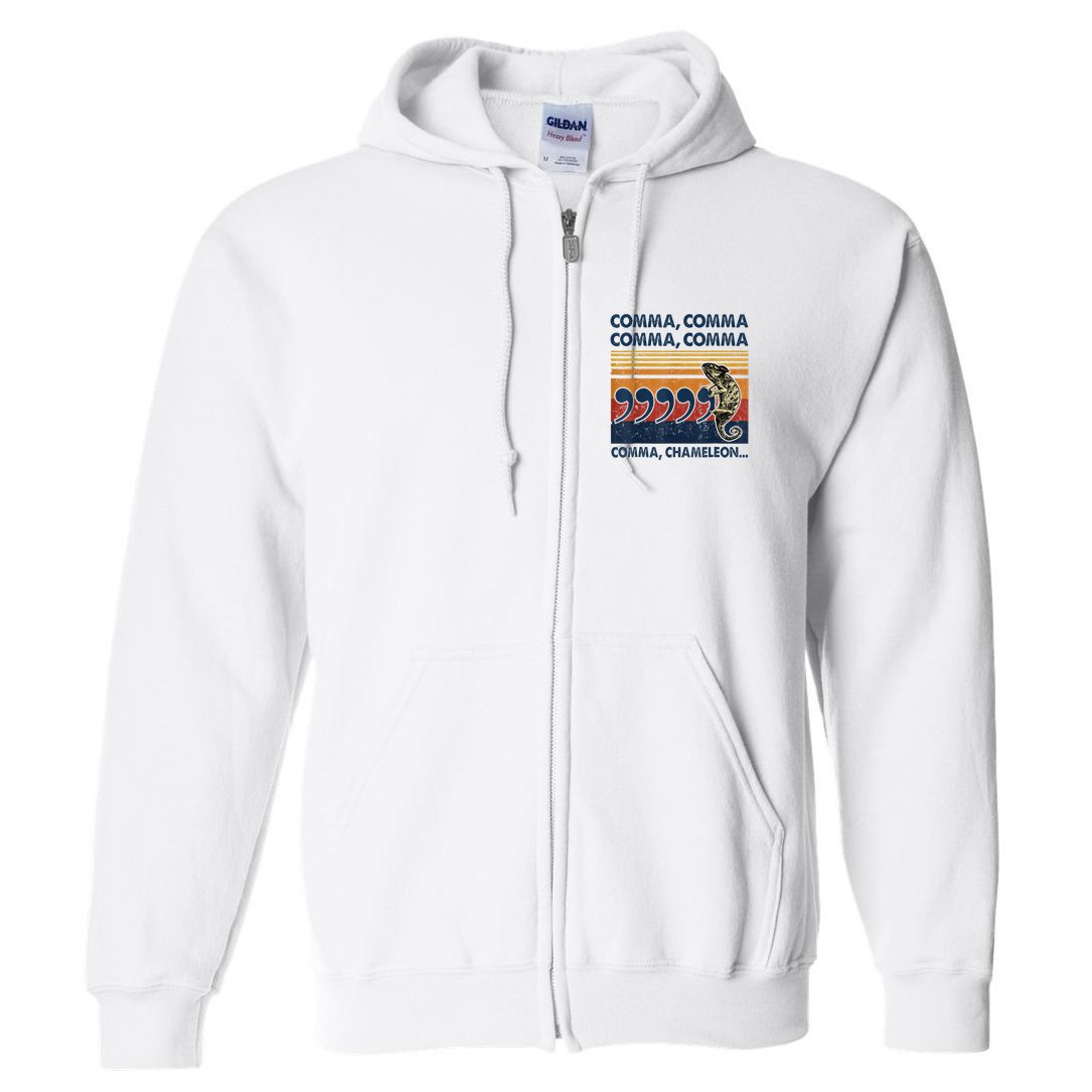 Comma Comma Chameleon Funny Grammar English Teacher Full Zip Hoodie