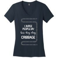 Cribbage Champion Cribbage Board Game Funny Cribbage Women's V-Neck T-Shirt