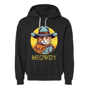 Cat Cowboy Cowgirl Women Halloween Meow Howdy Garment-Dyed Fleece Hoodie