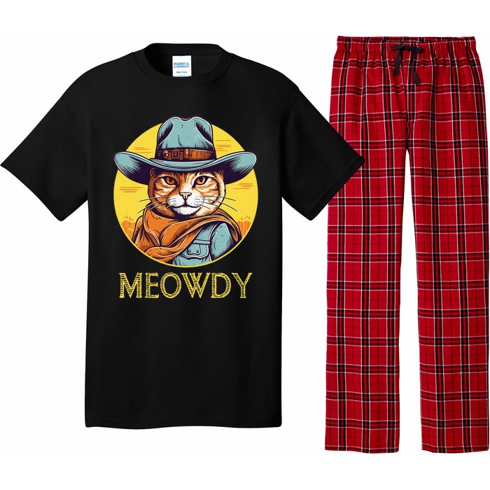 Cat Cowboy Cowgirl Women Halloween Meow Howdy Pajama Set