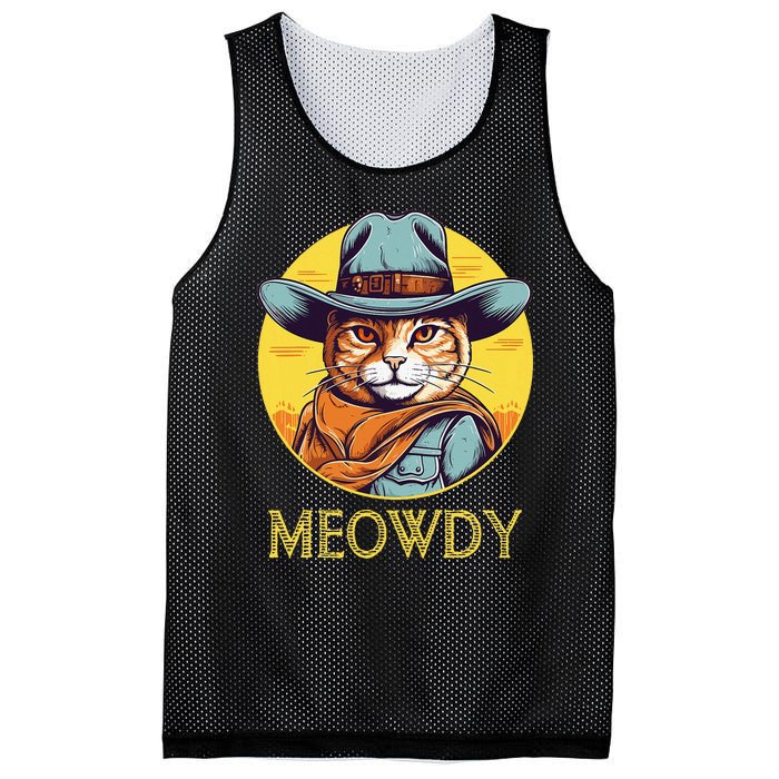 Cat Cowboy Cowgirl Women Halloween Meow Howdy Mesh Reversible Basketball Jersey Tank