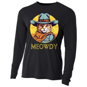 Cat Cowboy Cowgirl Women Halloween Meow Howdy Cooling Performance Long Sleeve Crew