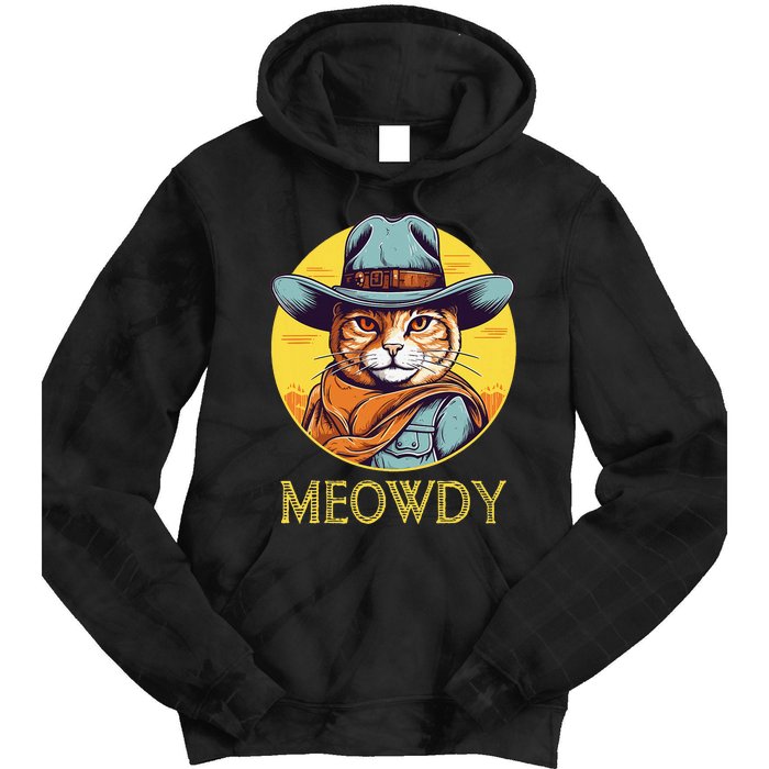 Cat Cowboy Cowgirl Women Halloween Meow Howdy Tie Dye Hoodie