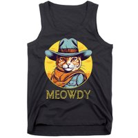 Cat Cowboy Cowgirl Women Halloween Meow Howdy Tank Top