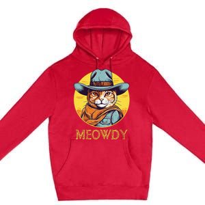 Cat Cowboy Cowgirl Women Halloween Meow Howdy Premium Pullover Hoodie