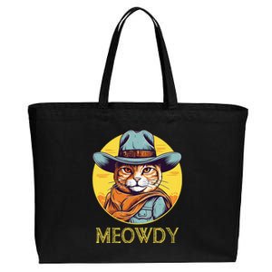 Cat Cowboy Cowgirl Women Halloween Meow Howdy Cotton Canvas Jumbo Tote