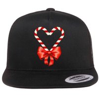 Christmas Candy Cane Heart For Children Flat Bill Trucker Hat