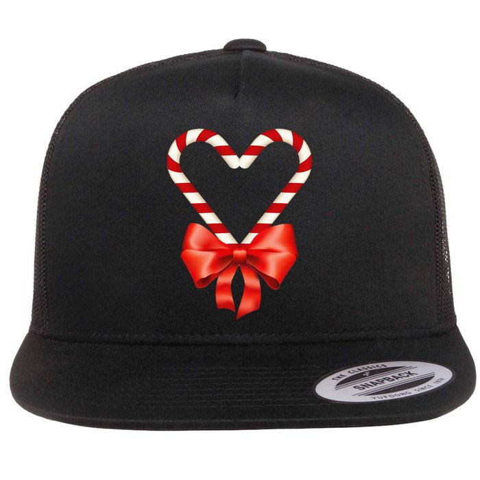 Christmas Candy Cane Heart For Children Flat Bill Trucker Hat