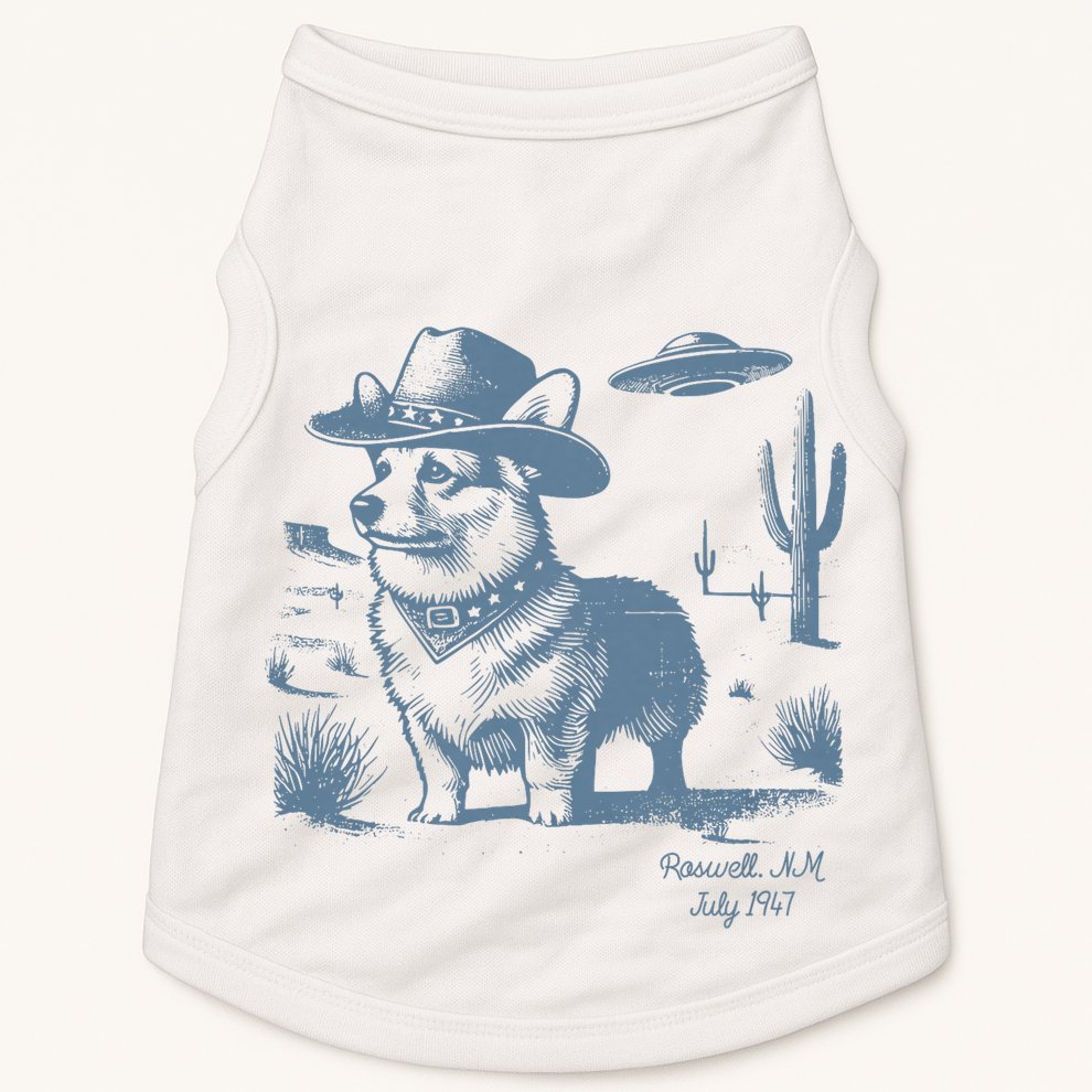 Corgi Cowboy Cowgirl Vintage UFO Western Country Dog Mom Doggie Tank