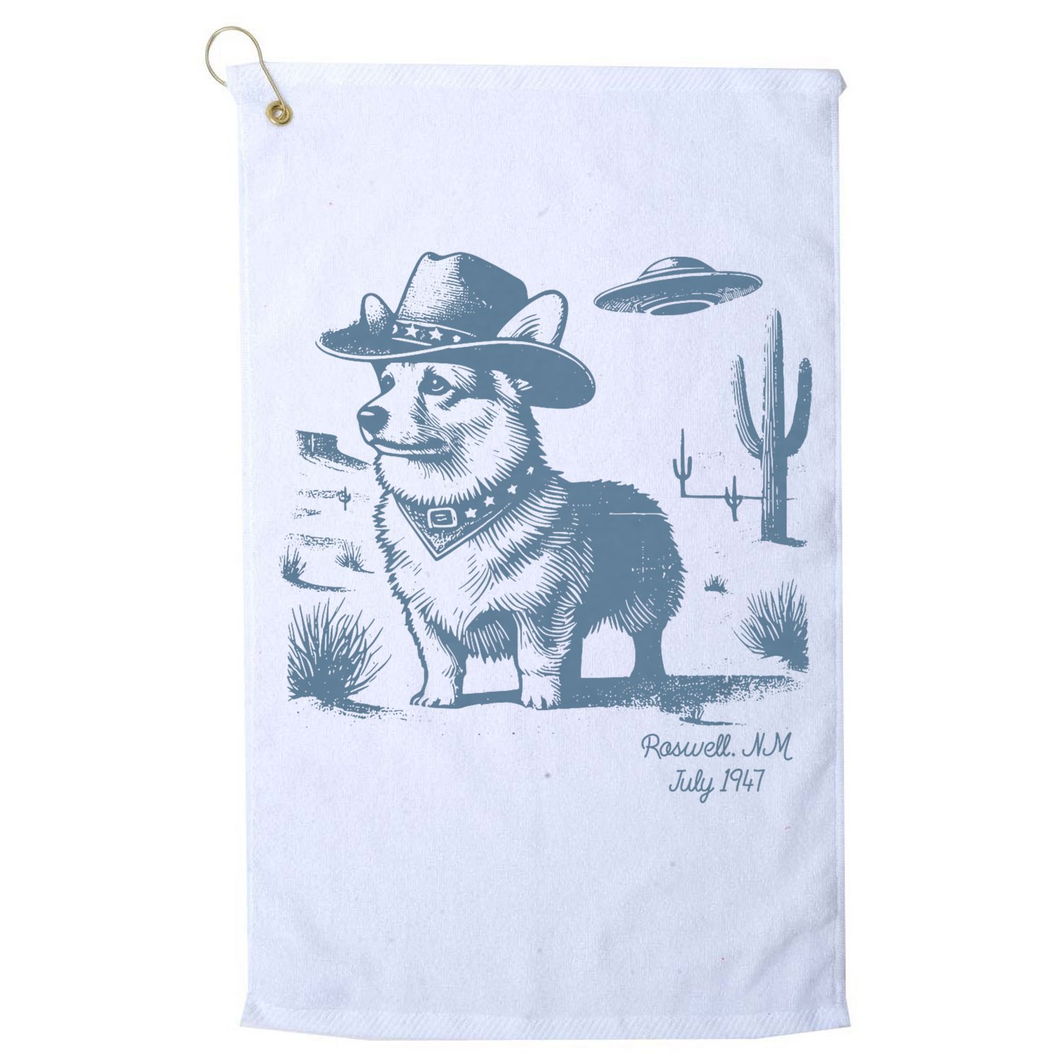 Corgi Cowboy Cowgirl Vintage UFO Western Country Dog Mom Golf Towel