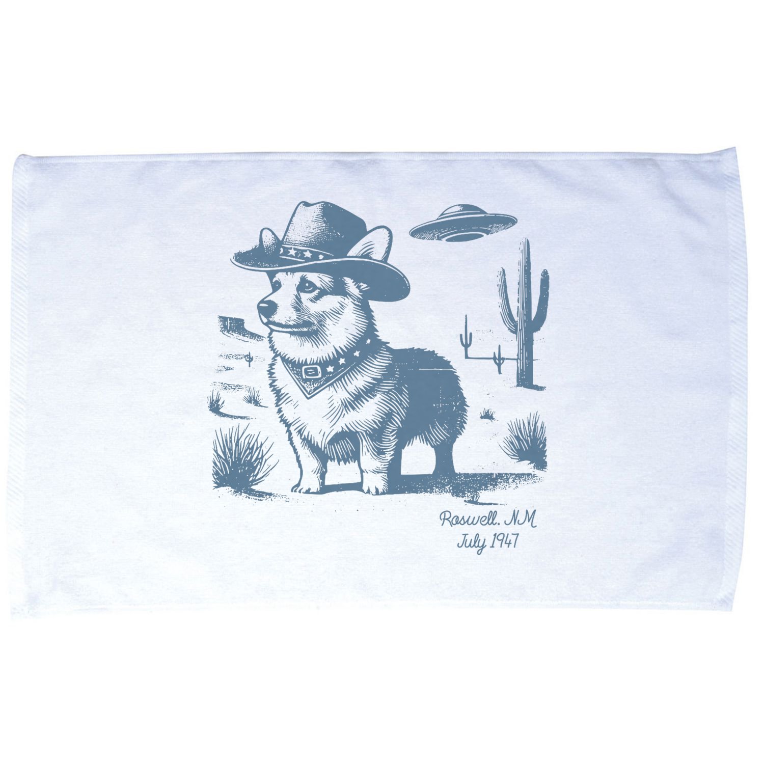 Corgi Cowboy Cowgirl Vintage UFO Western Country Dog Mom Microfiber Hand Towel